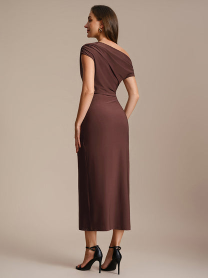 Sienna Blush Knit Off-Shoulder Midi Bodycon Wedding Guest Dress