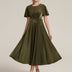 Sophia Silver Glitter Knit Ruffle Sleeve Midi Wedding Guest Dress - Metallic Gold