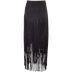 Pinto Ranch Faux Suede Long Fringe Skirt - BLK