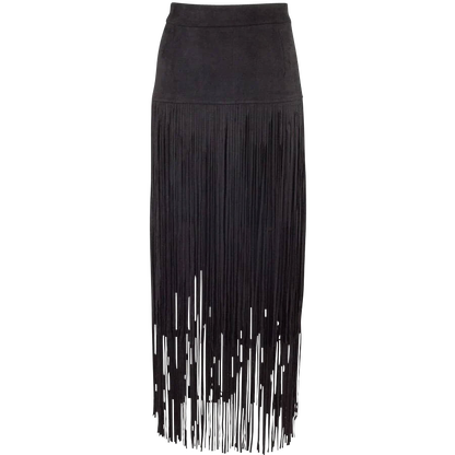 Pinto Ranch Faux Suede Long Fringe Skirt