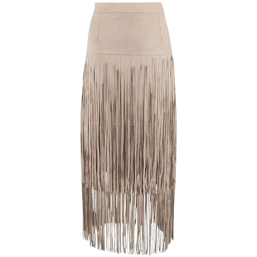 Pinto Ranch Faux Suede Long Fringe Skirt