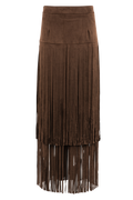 Pinto Ranch Faux Suede Long Fringe Skirt