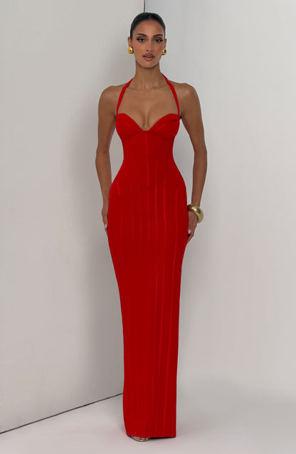 Sophia Red Maxi Summer Dress