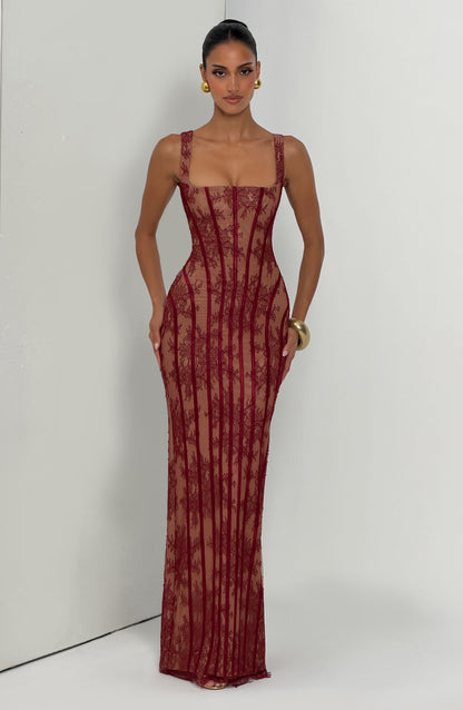 Sophia Burgundy Maxi Summer Dress