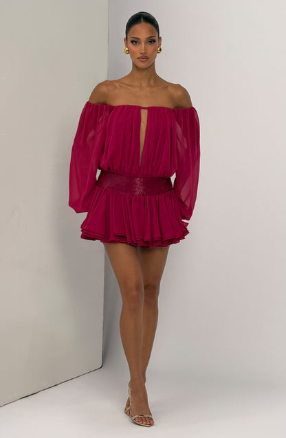 Sophia Raspberry Mini Playsuit for Summer