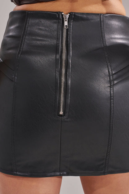 Black High-Rise Paneled Faux Leather Mini Skirt