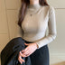 Zayenna Neutral Ribbed Slim Fit Half Turtleneck Knit Top - Khaki