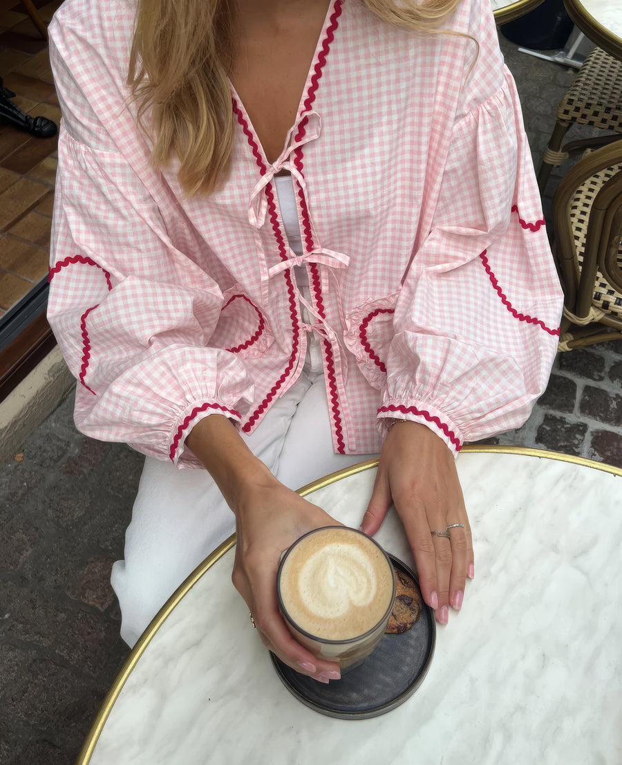 Luvrefashion | Betty Chic Heart Blouse for Fashionable in Pink - front view