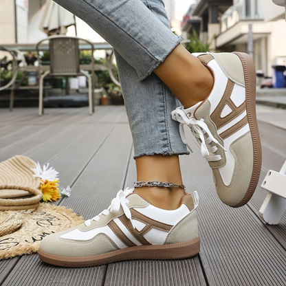 Luvrefashion | Anna Stylish Lace Up Sneakers in Khaki - detail view