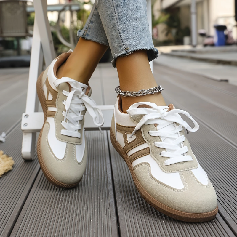 Luvrefashion | Anna Stylish Lace Up Sneakers in Khaki - styled look