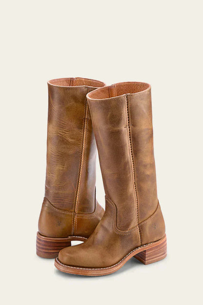 Emma Ankle Boots with Block Heel in Brown - side view