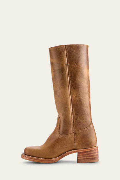 Emma Ankle Boots with Block Heel in Brown - detail view