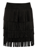 W.A.Y. Tan Fringe Layered Faux Suede Mini Skirt