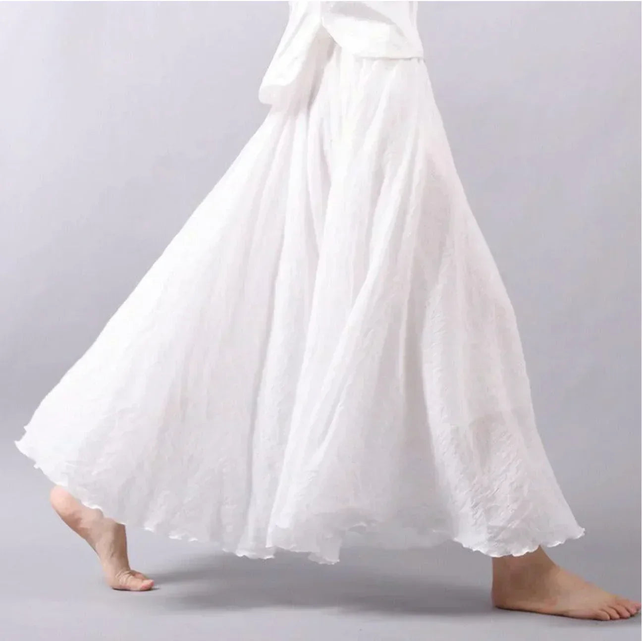 Christina Bohemian Long Skirt in White - side view