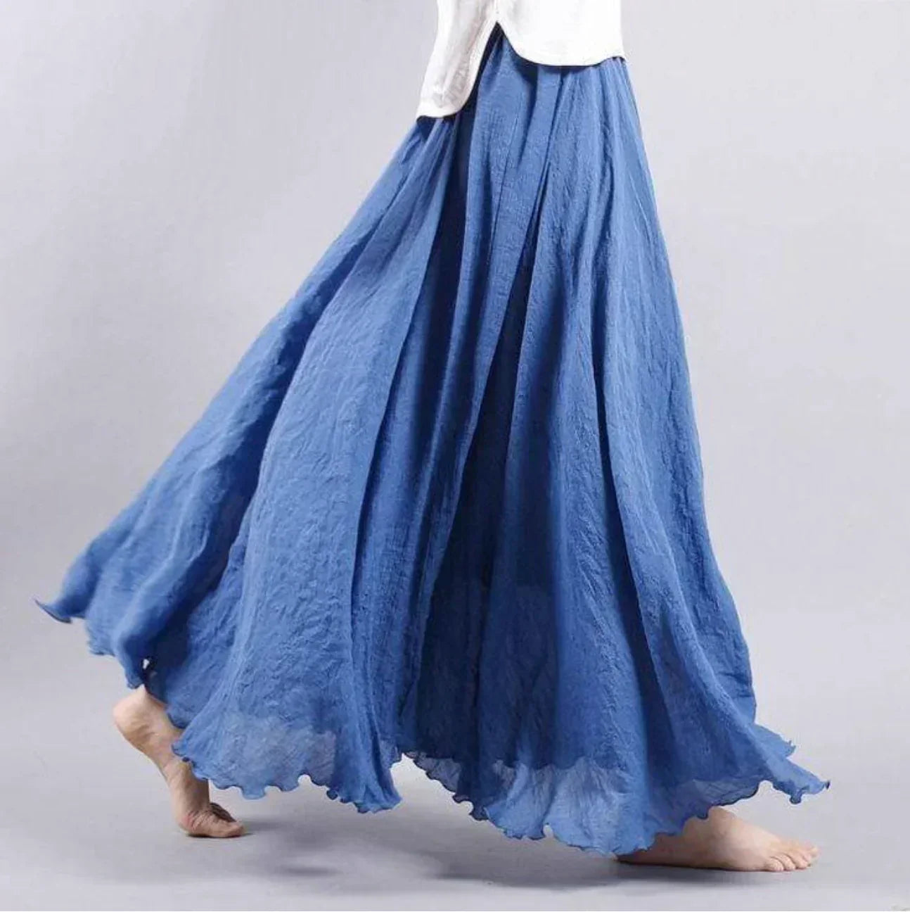 Luvrefashion | Christina Bohemian Long Skirt in White - front view