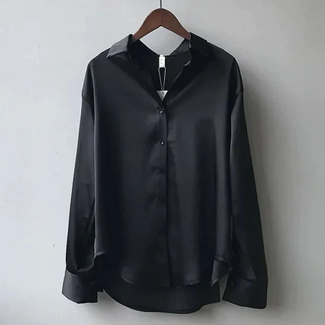 Luvrefashion | Olive Stylish Sheen Blouse with a Flattering Fit in Green - detail view