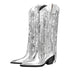 Marina | Fringe Cowboy Boots for Women - Silver