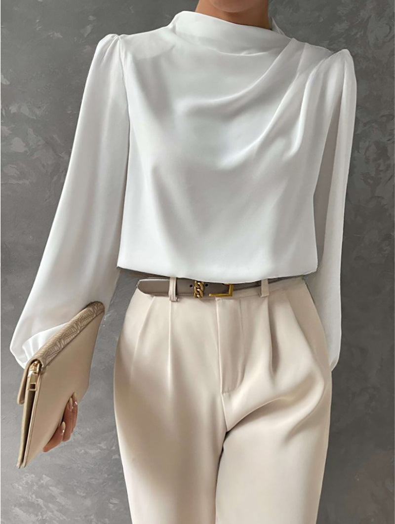Luvrefashion | Hera Elegant Relaxed Fit Blouse in Off White - detail view