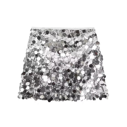 Alice Glittering Sequin Skirt in Black - detail view