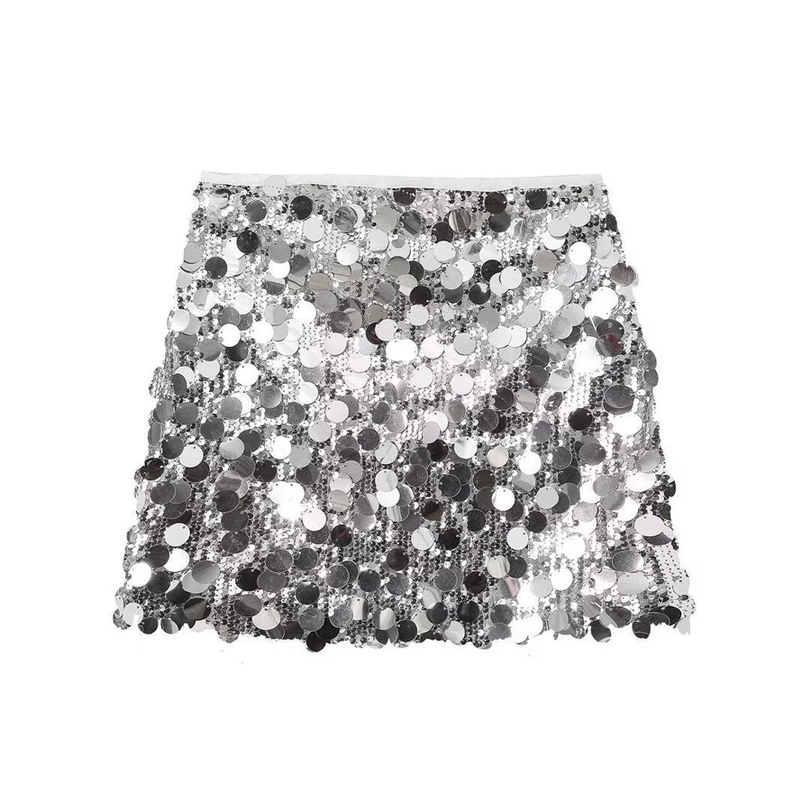 Luvrefashion | Alice Glittering Sequin Skirt in Black - detail view