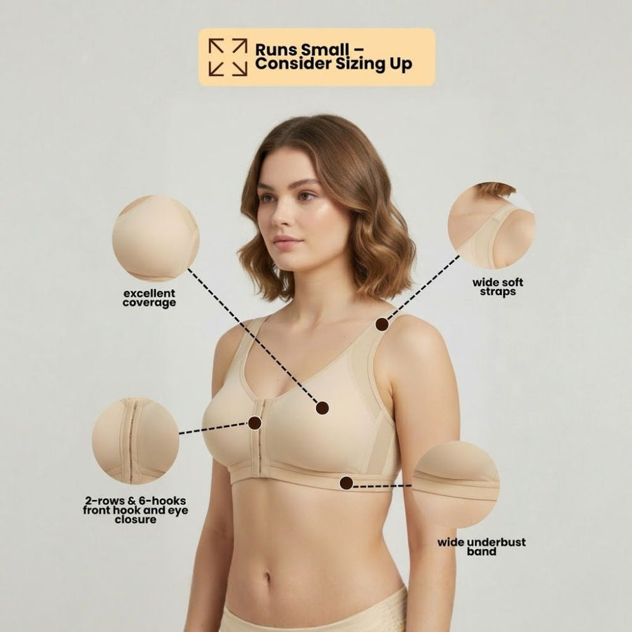 Wireless Mesh Posture Support Bra with Back-Smoothing Design