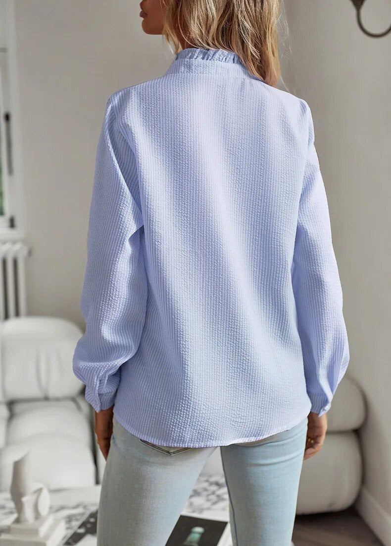 Luvrefashion | Alice Chic Button Up Shirt in Blue - side view