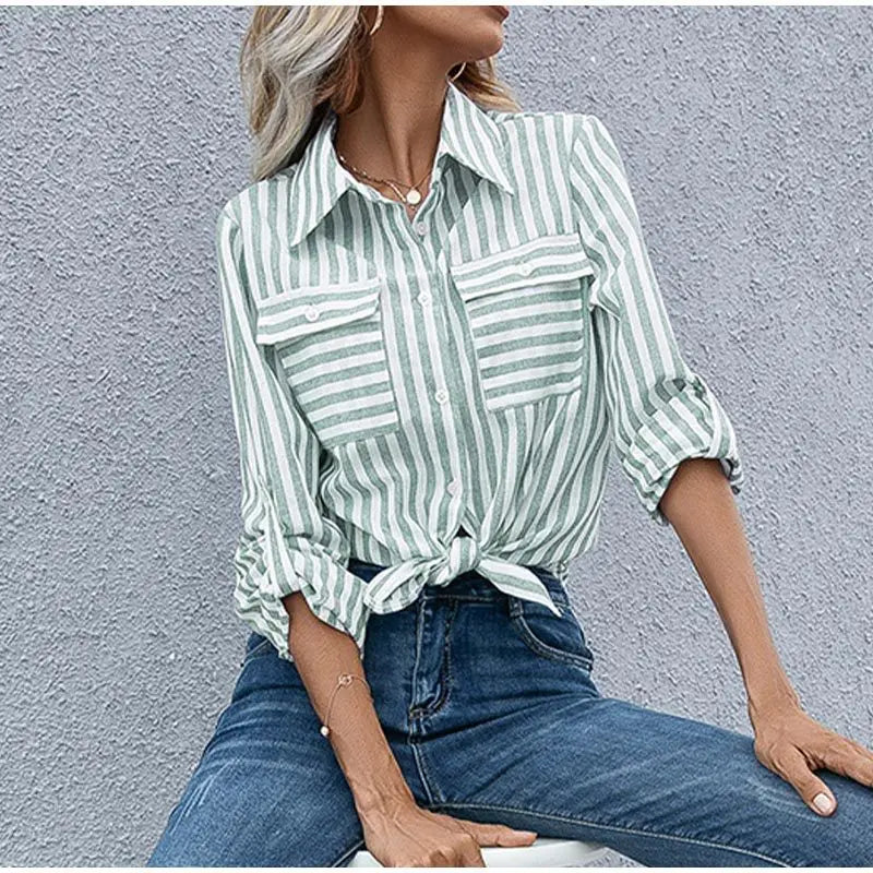 Luvrefashion | Jane Striped Blouse Casual Chic in Pink - image 9