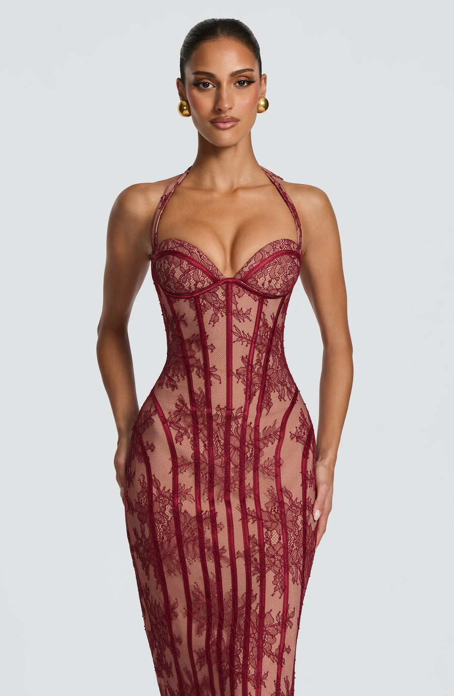 Sophia Burgundy Midi Dress - Elegant Summer Style