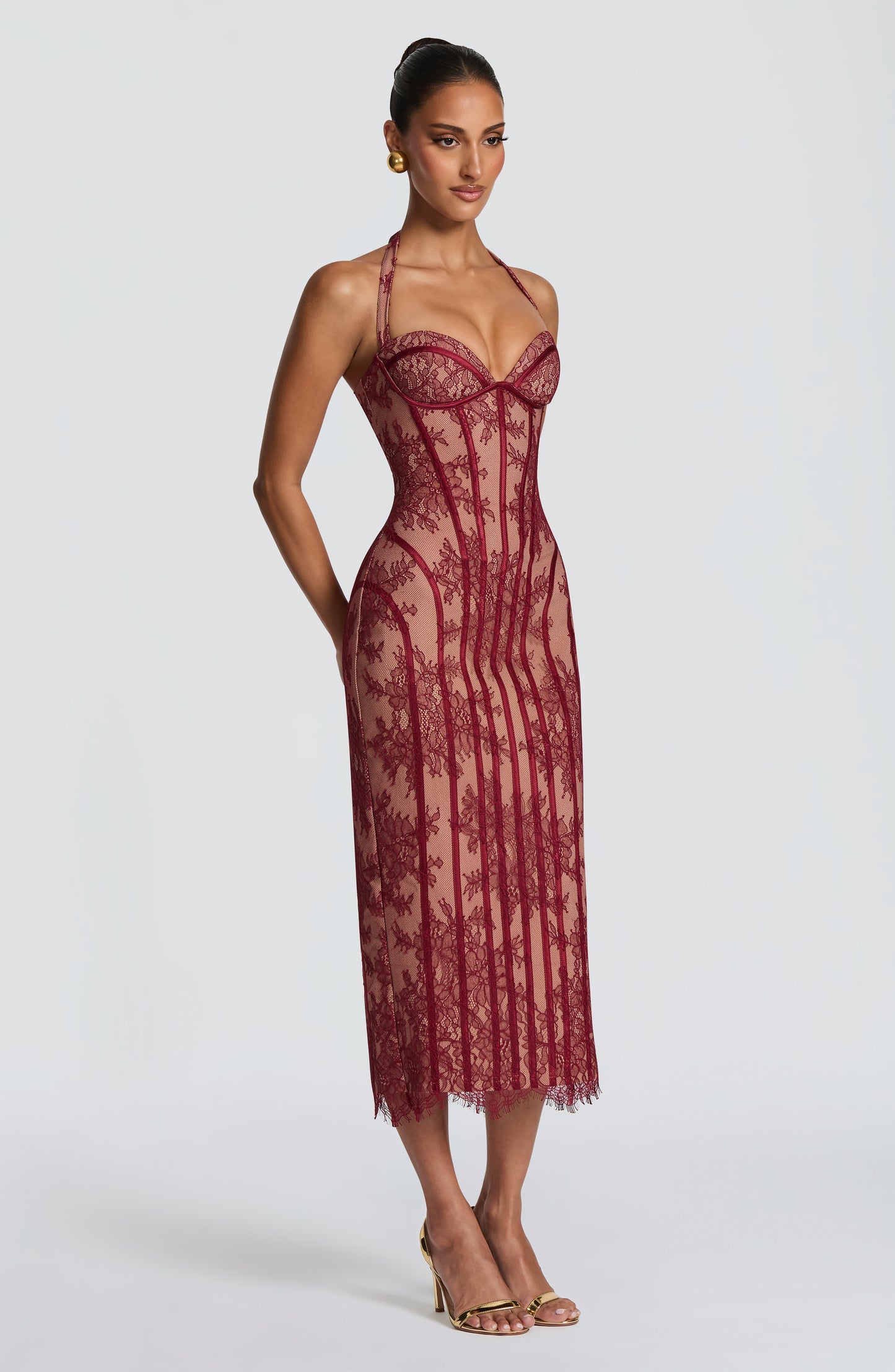 Sophia Burgundy Midi Dress - Elegant Summer Style
