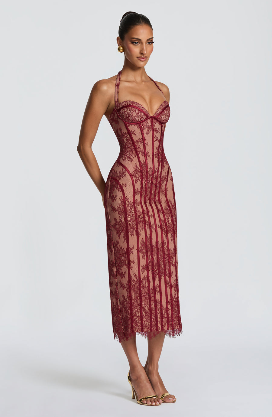 Sophia Burgundy Midi Dress - Elegant Summer Style