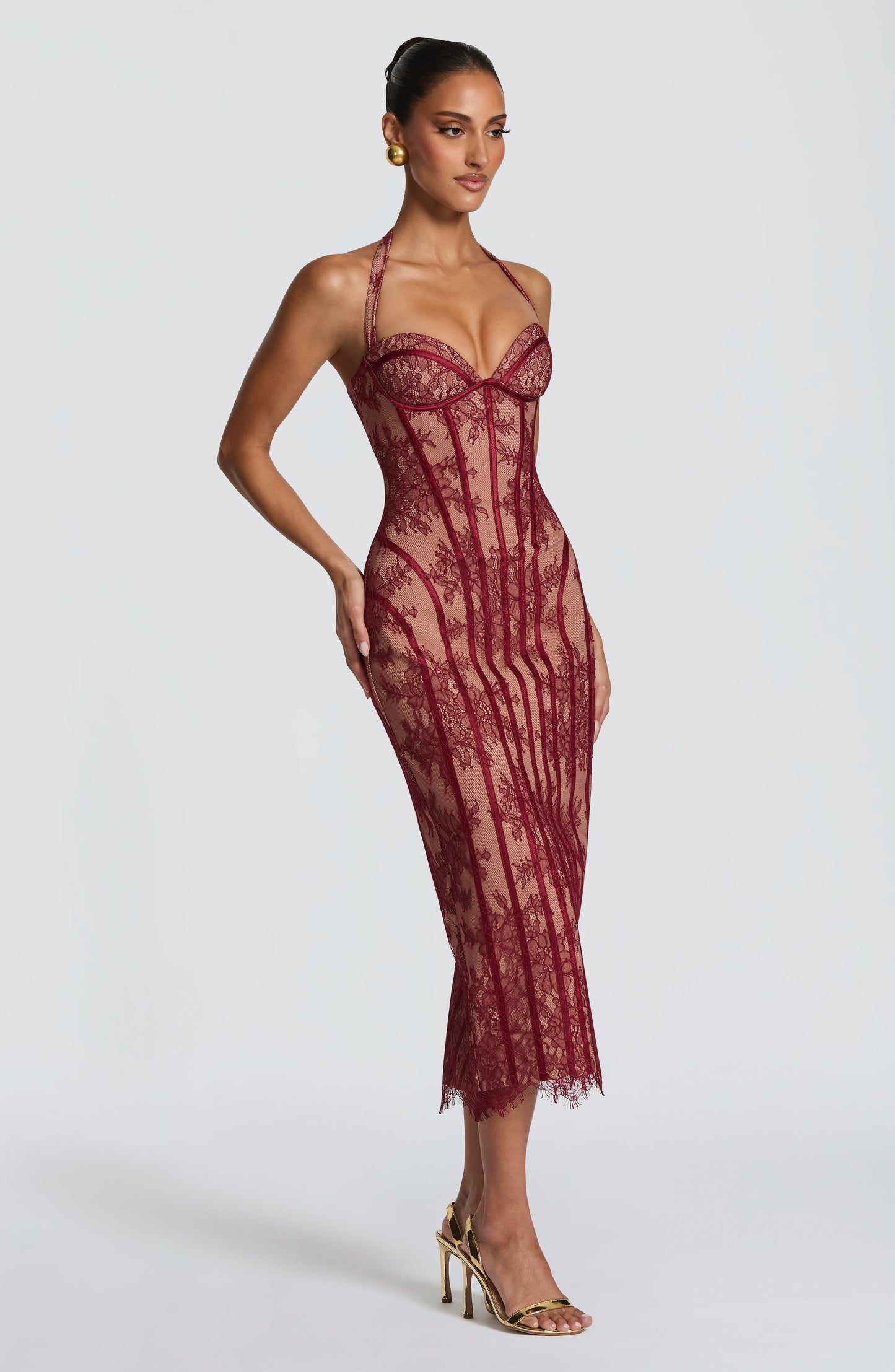 Sophia Burgundy Midi Dress - Elegant Summer Style