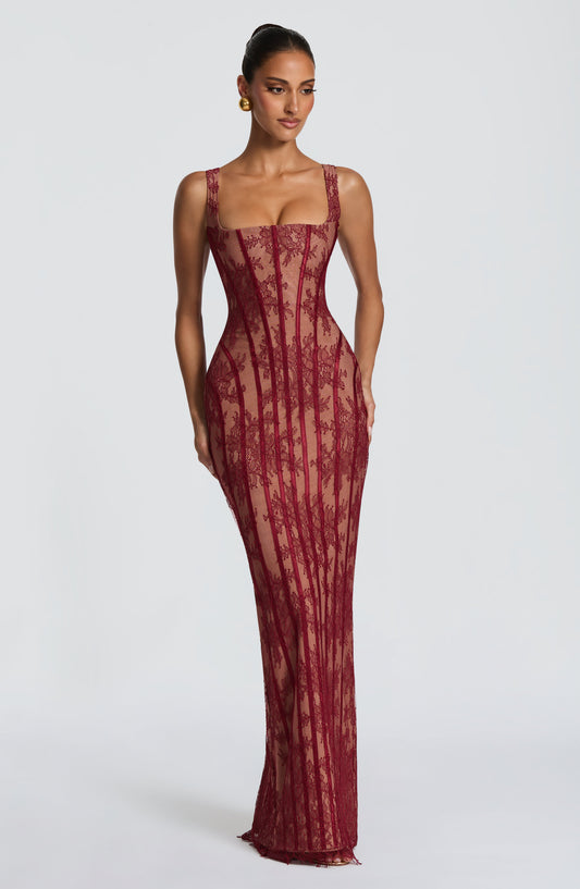 Sophia Burgundy Maxi Summer Dress