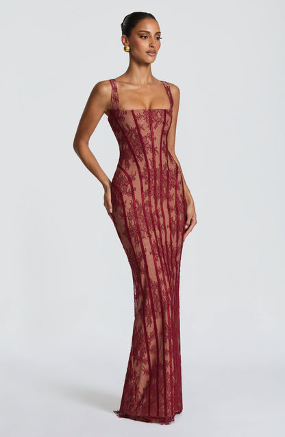 Sophia Burgundy Maxi Summer Dress