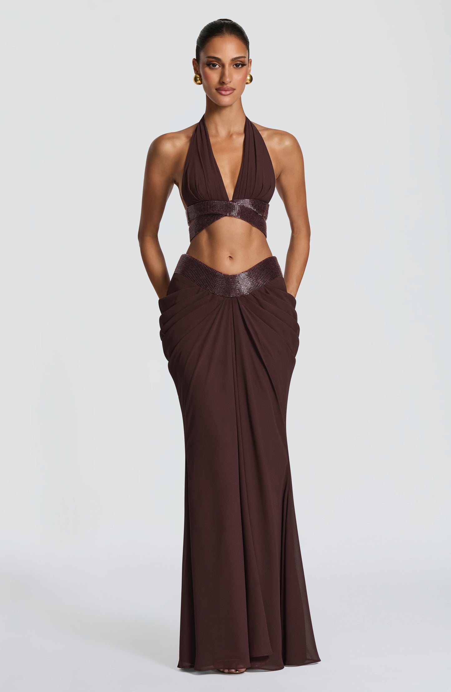 Chloe Plum Brown Maxi Skirt - Summer Fashion