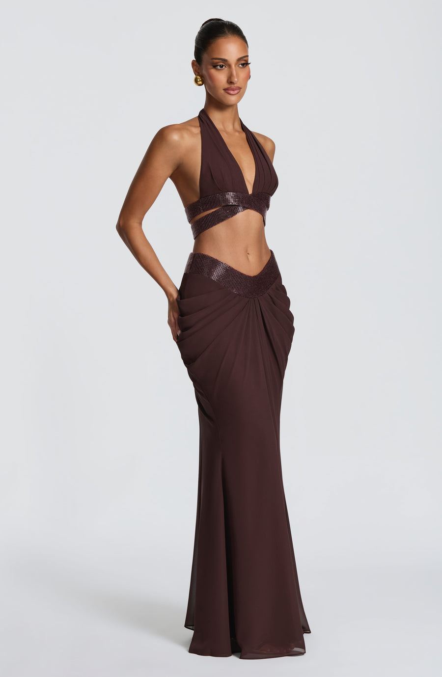 Chloe Plum Brown Maxi Skirt - Summer Fashion