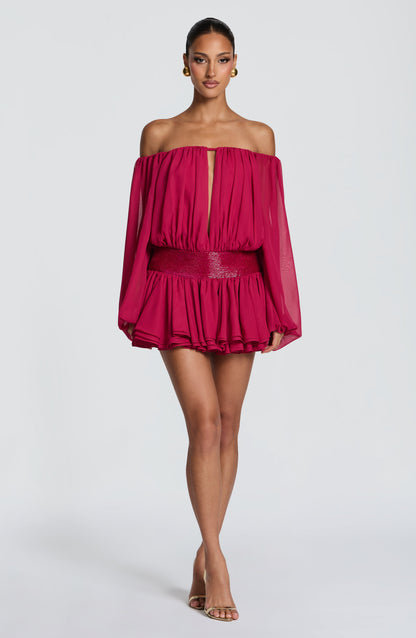 Sophia Raspberry Mini Playsuit for Summer