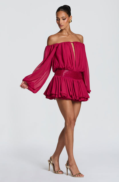 Sophia Raspberry Mini Playsuit for Summer