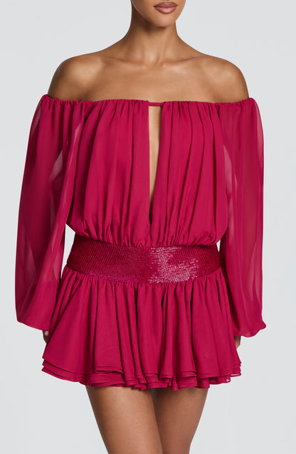 Sophia Raspberry Mini Playsuit for Summer