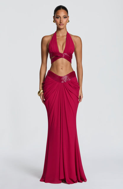 Chloe Raspberry Maxi Skirt - Long Summer Fashion