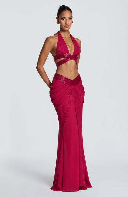 Chloe Raspberry Maxi Skirt - Long Summer Fashion