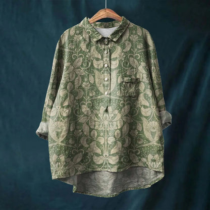 Luvrefashion | Angela Versatile Style Oversized Shirt in Dark Green - front view