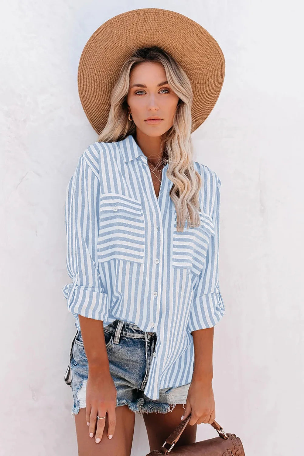 Luvrefashion | Jane Striped Blouse Casual Chic in Pink - image 7