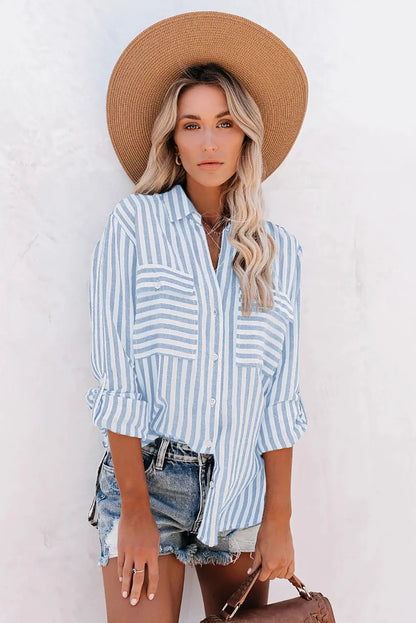 Luvrefashion | Jane Striped Blouse Casual Chic in Pink - image 7