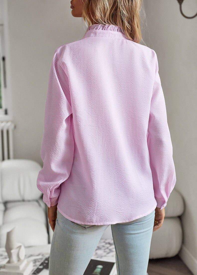 Luvrefashion | Lila Sophisticated Ruffle Blouse in Blue - image 16
