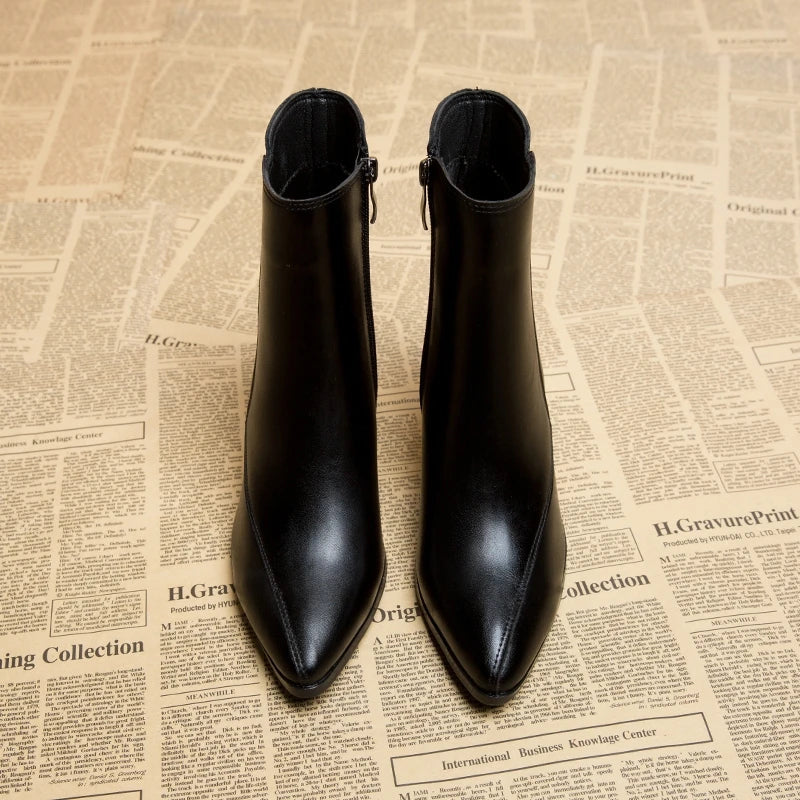 Luvrefashion | Lena Stylish Heeled Ankle Boots for in Black - side view
