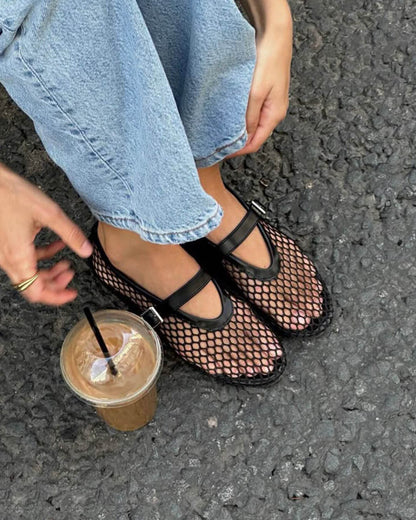 Sophia Mesh Ballerina Flats | Breathable Mesh & Leather