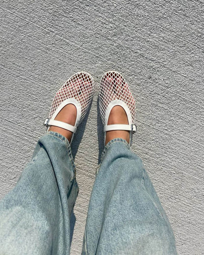 Sophia Mesh Ballerina Flats | Breathable Mesh & Leather