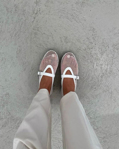 Sophia Mesh Ballerina Flats | Breathable Mesh & Leather