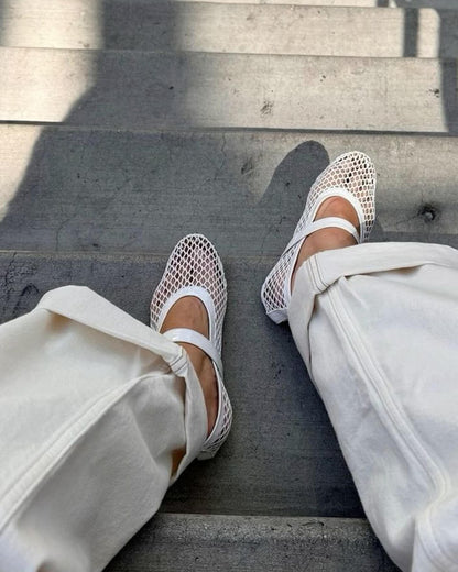 Sophia Mesh Ballerina Flats | Breathable Mesh & Leather