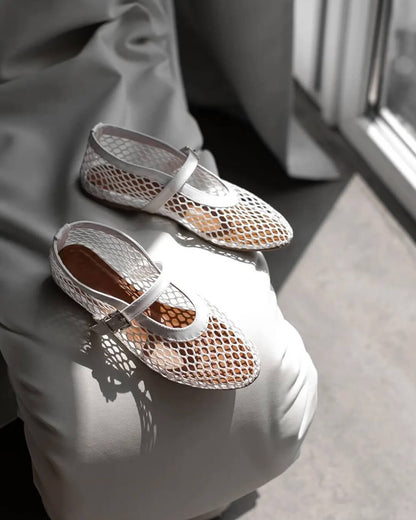 Sophia Mesh Ballerina Flats | Breathable Mesh & Leather